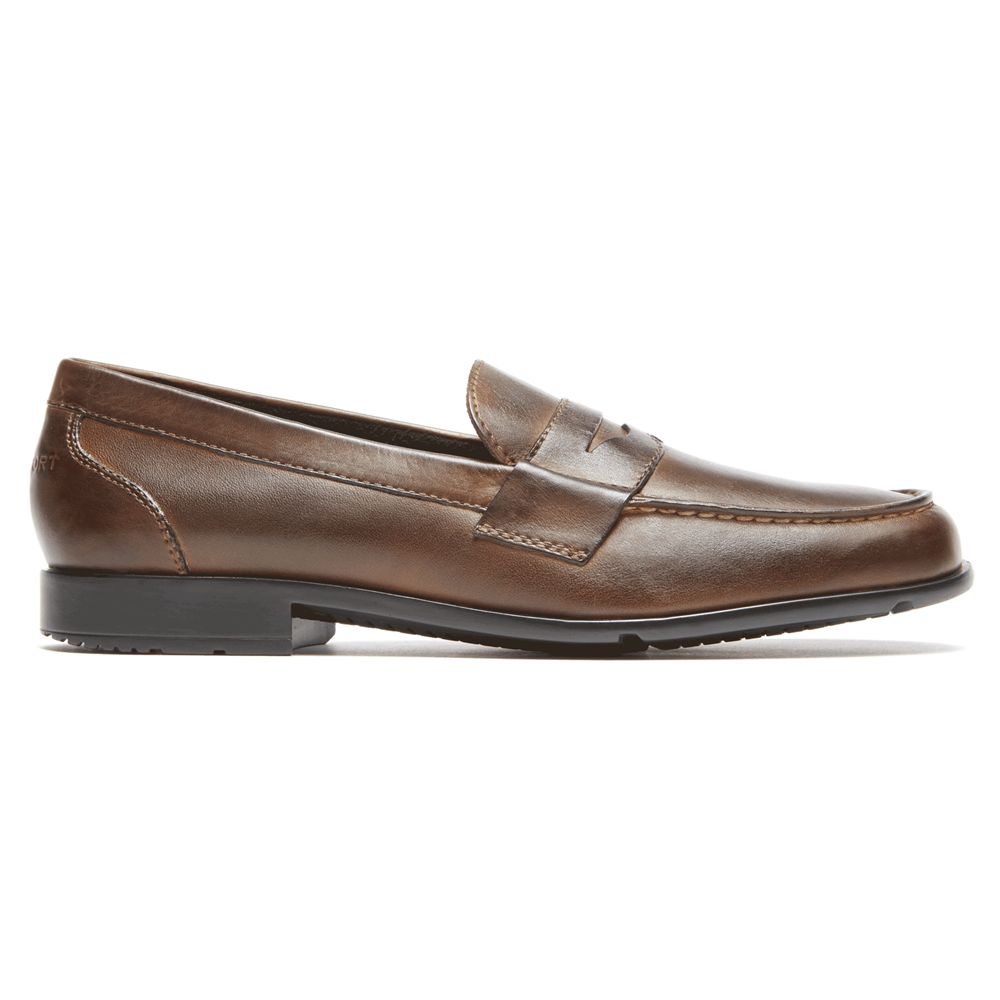 Mocasini Barbati Rockport Classic Penny Slip-Ons Maro Inchis - Romania 1584-FPHKU